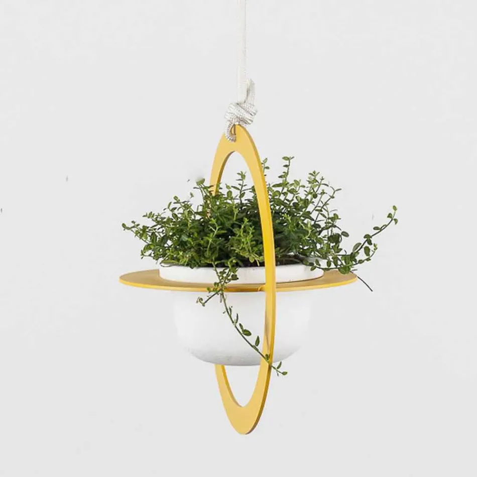 Hängande vas i stål och keramik Tillverkad i Italien - Leotta Viadurini