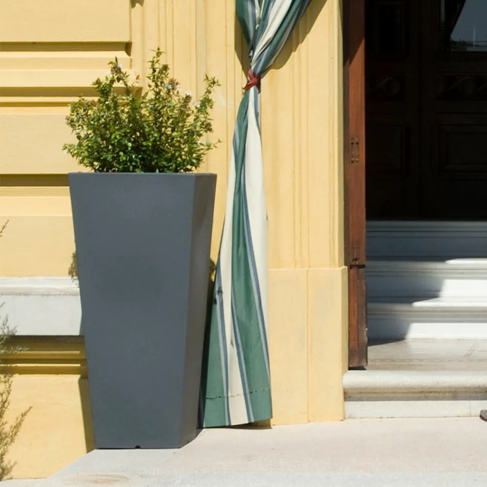 Fluofärgad fyrkantig trädgårdsvas med ljus Made in Italy - Avanas Viadurini