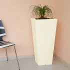 Fluofärgad fyrkantig trädgårdsvas med ljus Made in Italy - Avanas Viadurini