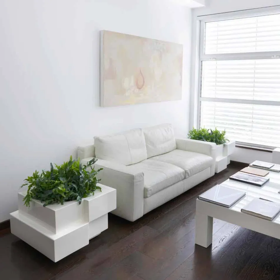 Vase på hjul svart, vit Slide Cubic Yo oregelbunden modern tillverkad i Italien Viadurini