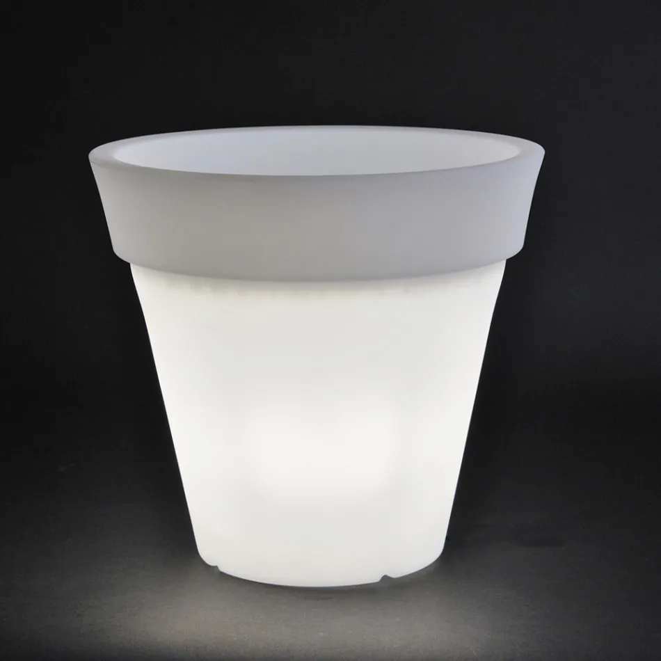 Rund färgad trädgårdsvas eller med belysning Made in Italy - Avanas Viadurini