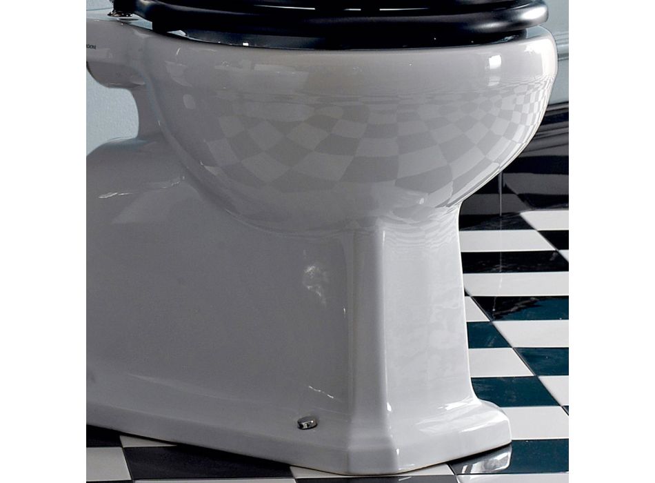 Golvmonterad toalett med keramisk kassett och tillverkad i Italien Black Seat - Marwa Viadurini