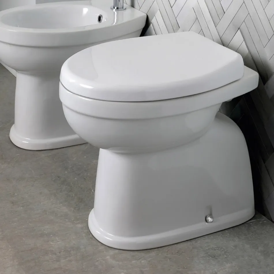 Golvmonterad keramisk toalett med polyestersits och modern design - Silica Viadurini
