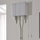 Vit keramisk golvvase med svart sits tillverkad i Italien - Nausica Viadurini