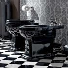 Wc Classic Floor Vase i svart keramik med säte, tillverkad i Italien - Marwa Viadurini