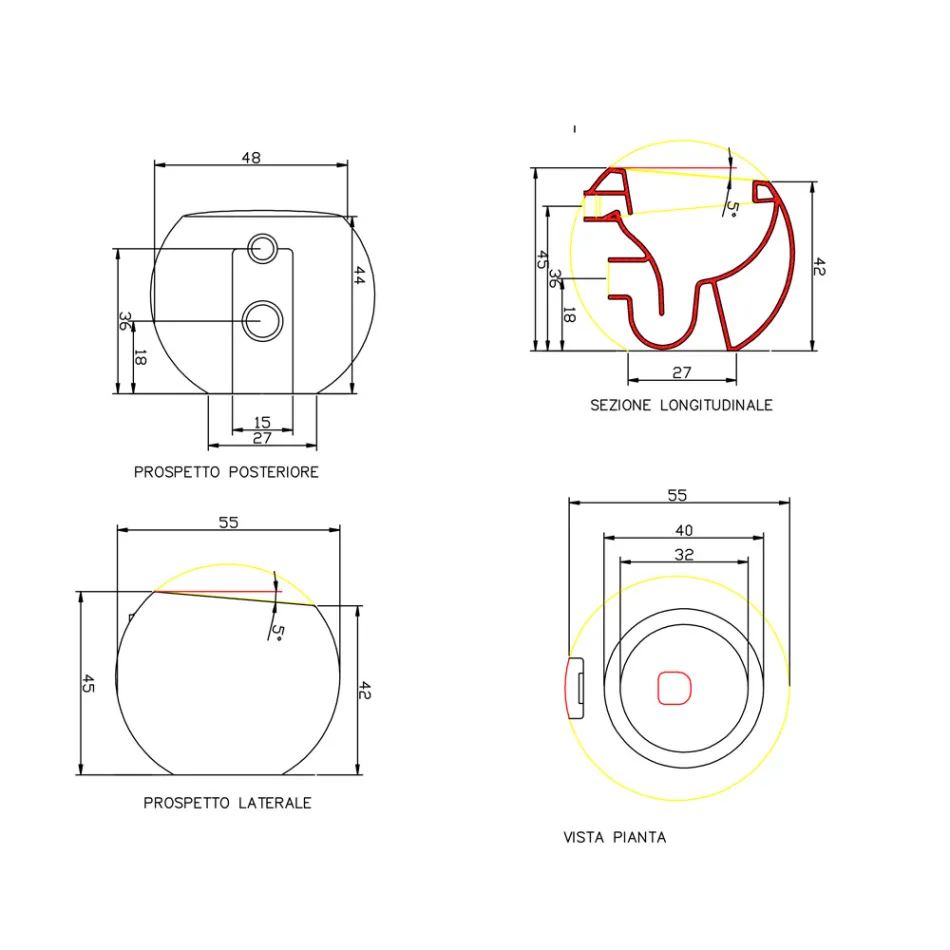 Design sfärisk toalettvase i keramik Tillverkad i Italien, Fanna Viadurini