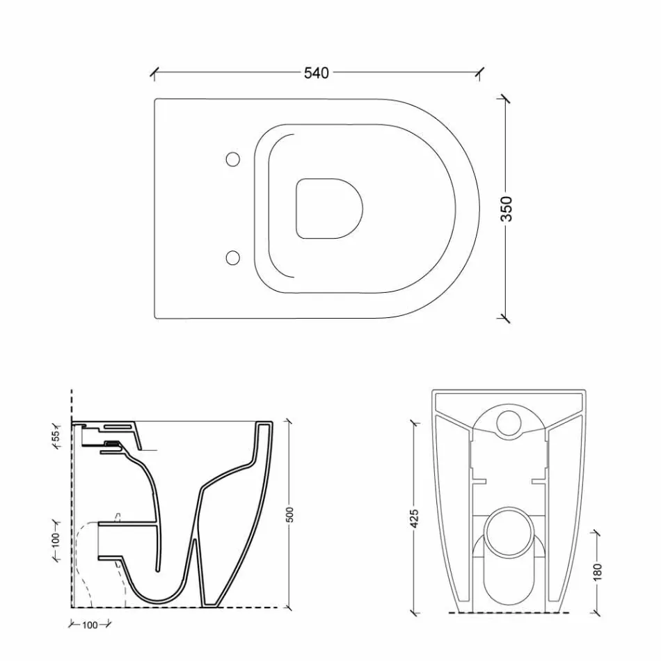 Vas WC i vitt keramik modern design Shine Square H50 Rimless Viadurini