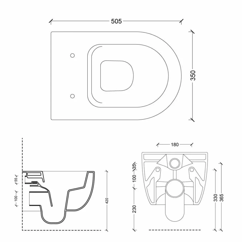 Vägghängd toalett i modern design keramiska Star 50x35 Made in Italy Viadurini