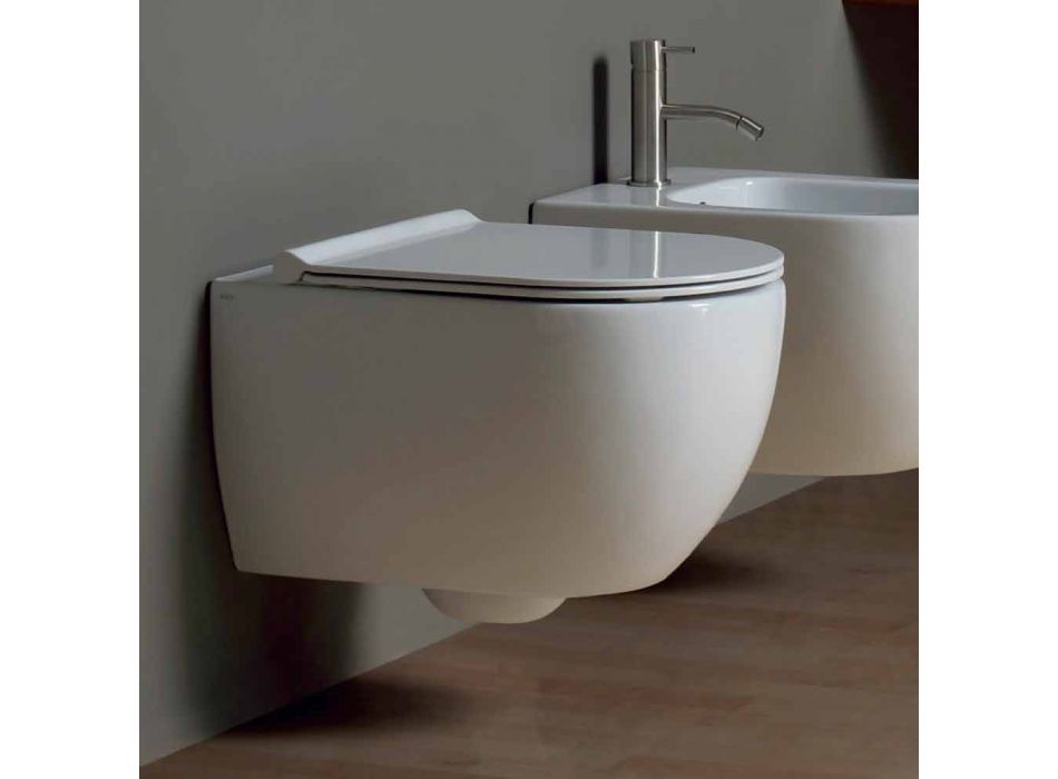 Vägghängd toalett i modern design keramiska Star 50x35 Made in Italy Viadurini