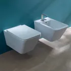 Keramik vas hängande toalett, modern design, Sun Square gjort i Italien Viadurini