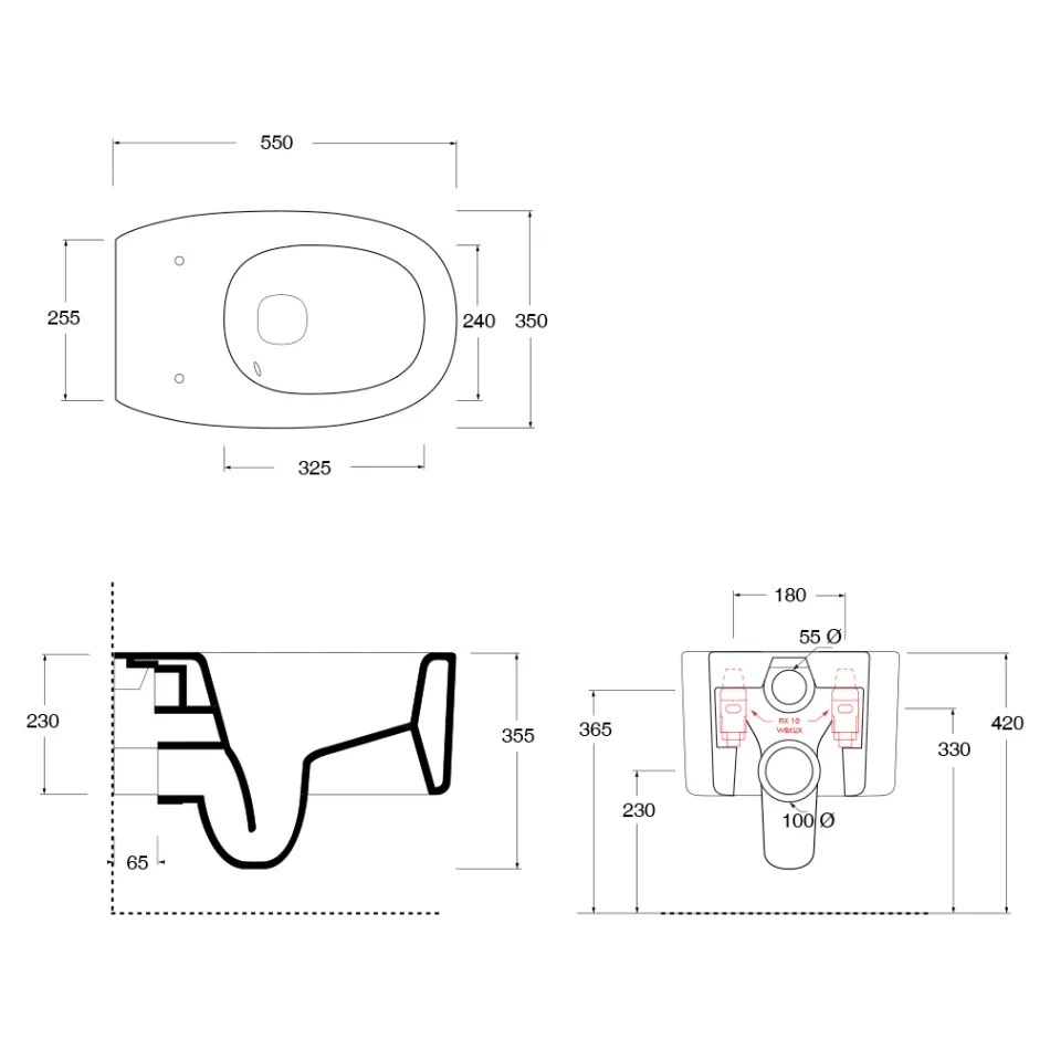 Vägghängd toalettstol i keramik i olika färger tillverkad i Italien - Flicka Viadurini