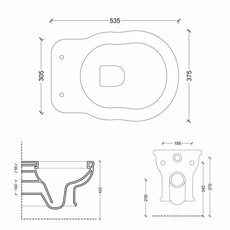 Vas modern fjädring WC vit keramik Style 54x36 Made in Italy Viadurini
