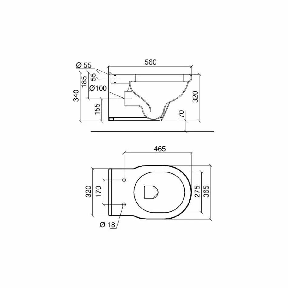 Wc Suspended Vase Classic Style i vit keramik tillverkad i Italien - Marwa Viadurini