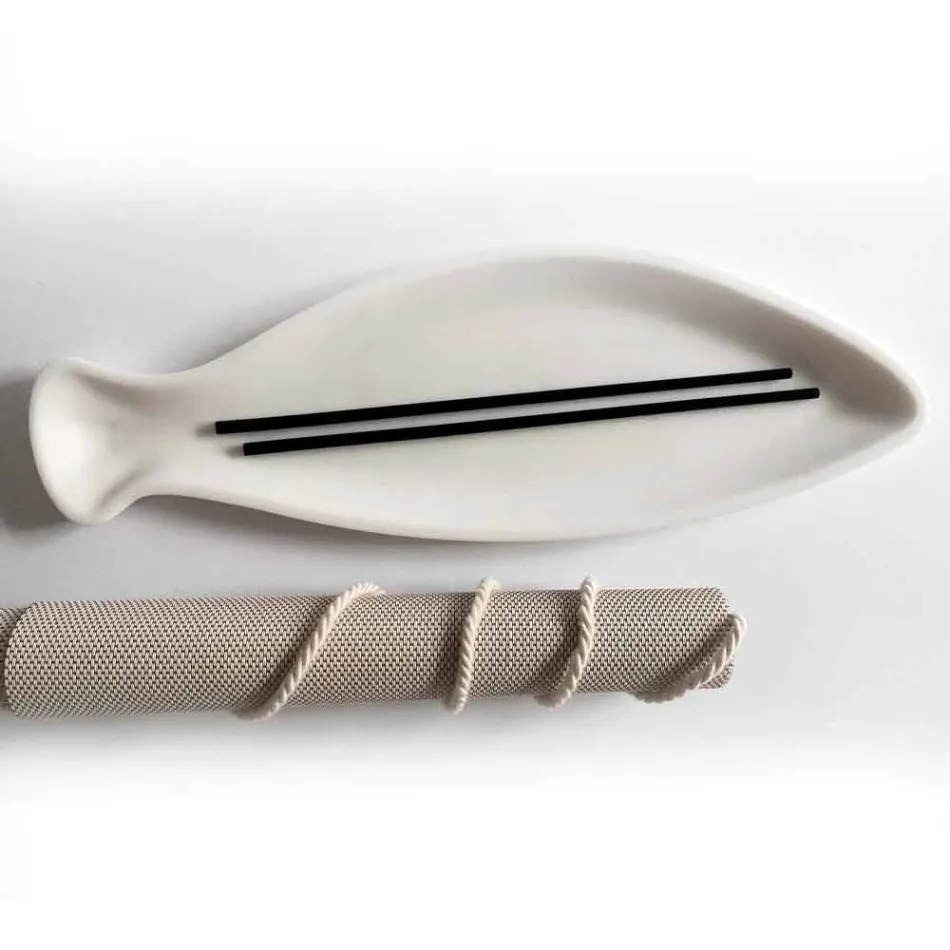 Köksbricka i vit Carrara marmor handgjord i Italien - fisk Viadurini