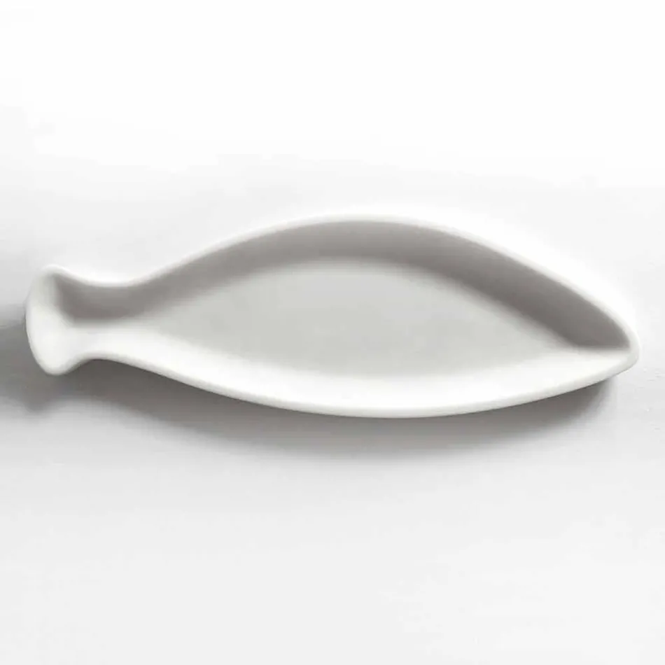 Köksbricka i vit Carrara marmor handgjord i Italien - fisk Viadurini