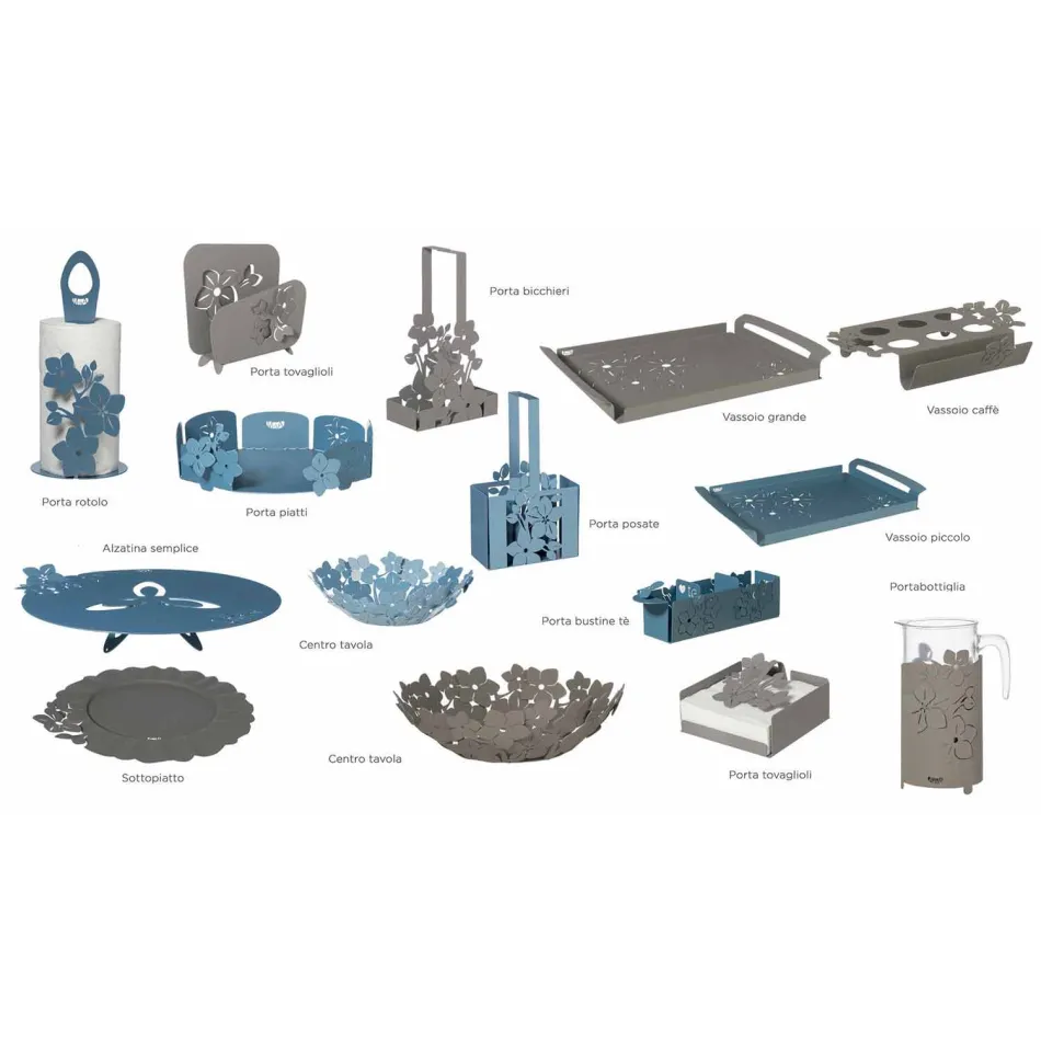 Serveringsbricka med blommor i handgjort järn tillverkat i Italien - Marken Viadurini