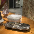 Elegant bricka i Portoro marmor Tillverkad i Italien - Ethereal Viadurini