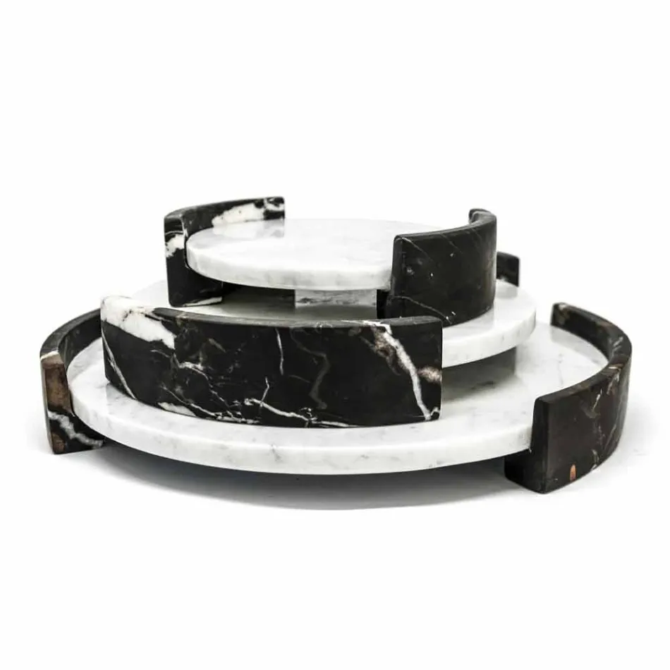 Modern rund magasin i vit Carrara-marmor tillverkad i Italien - Chet Viadurini