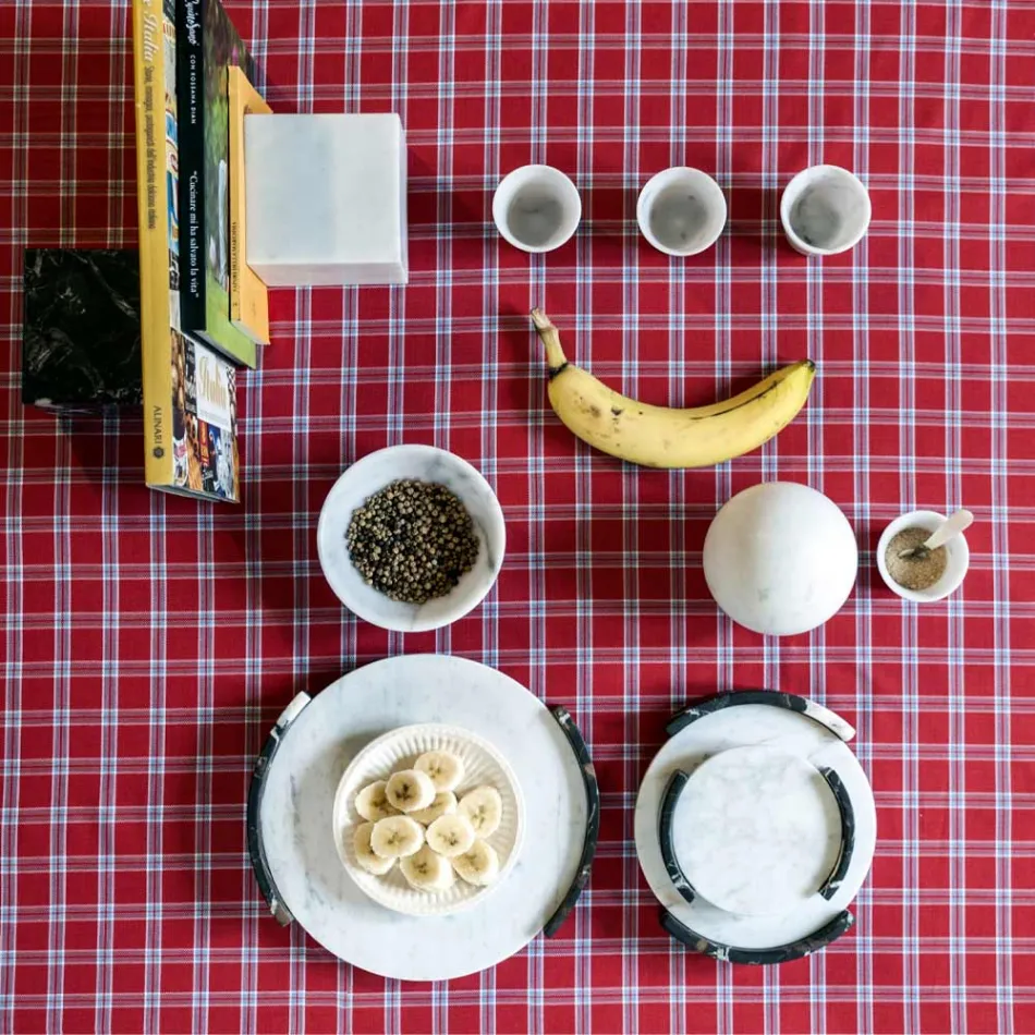 Modern rund magasin i vit Carrara-marmor tillverkad i Italien - Chet Viadurini