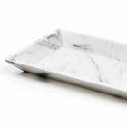 Rektangulär bricka i vit Carrara-marmor tillverkad i Italien - Vassili Viadurini