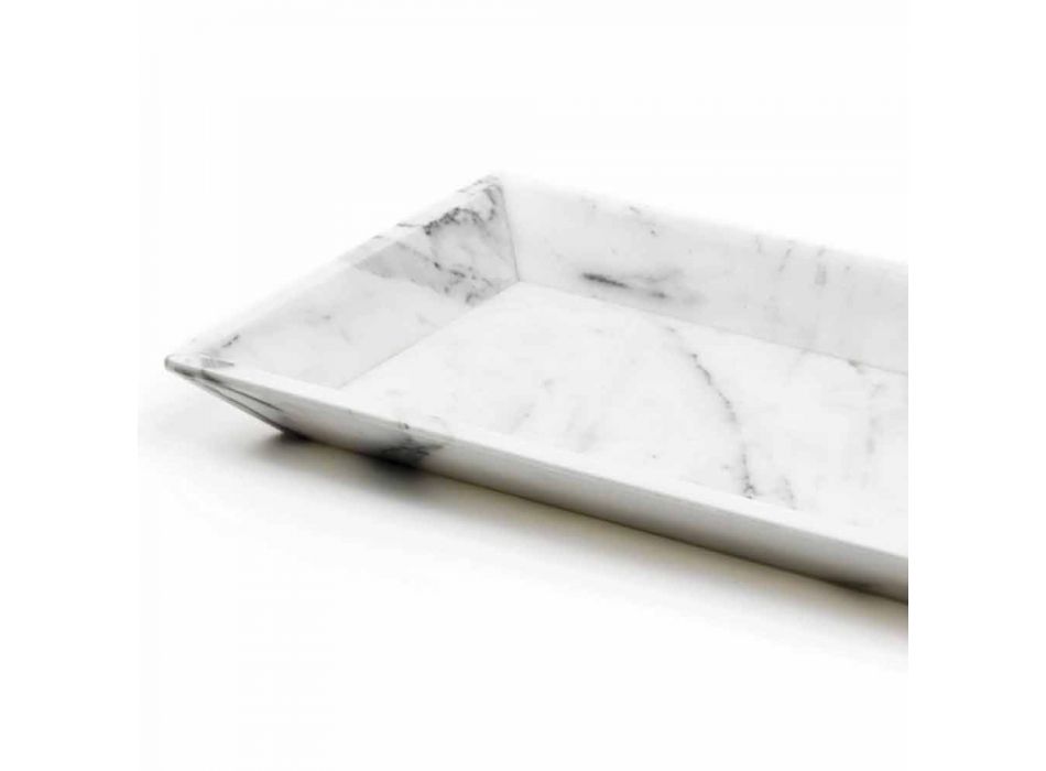Rektangulär bricka i vit Carrara-marmor tillverkad i Italien - Vassili Viadurini