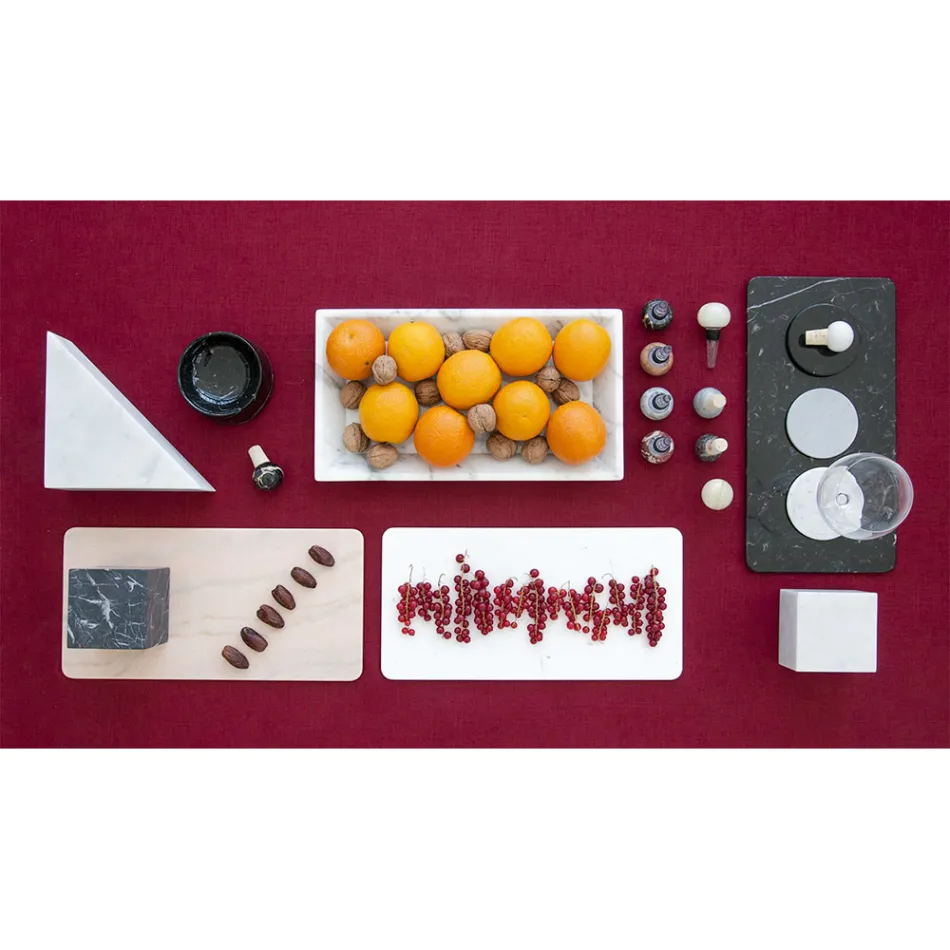 Rektangulär bricka i vit Carrara-marmor tillverkad i Italien - Vassili Viadurini