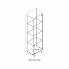 Wall Showcase i glas och vitt trä, hjul och upplysta hyllor - Armilla Viadurini