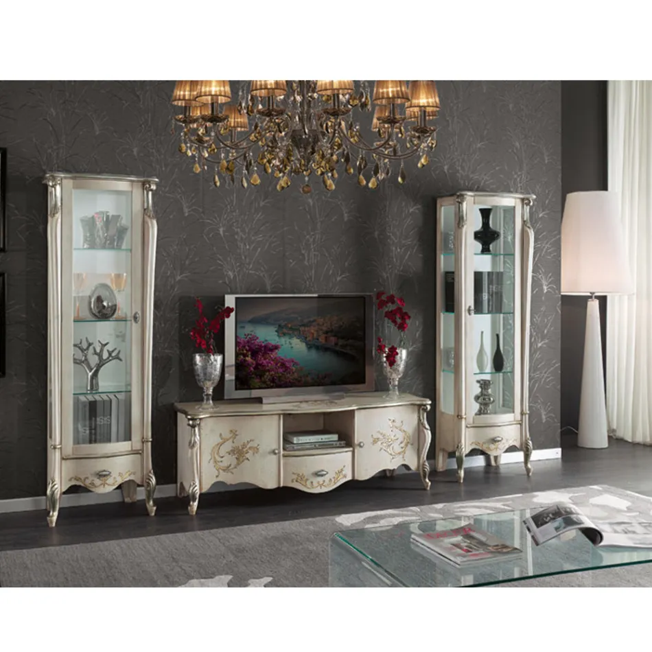 Klassisk monter med vit eller valnötsdörr tillverkad i Italien - Caligola Viadurini