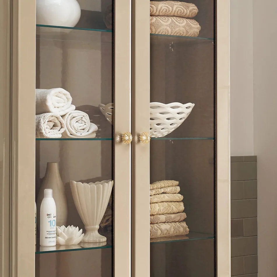 Vitrinskåp komplett med två dörrar och tre glashyllor tillverkad i Italien - godis Viadurini