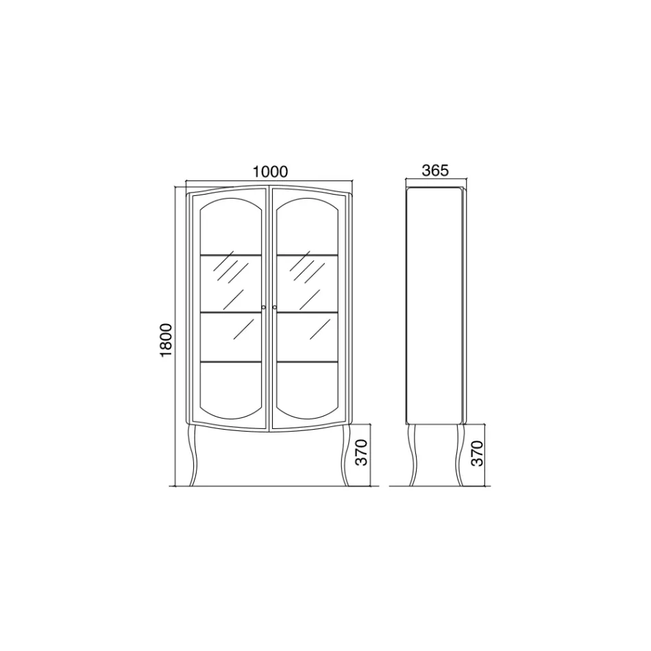 Vitrinskåp komplett med två dörrar och tre glashyllor tillverkad i Italien - godis Viadurini