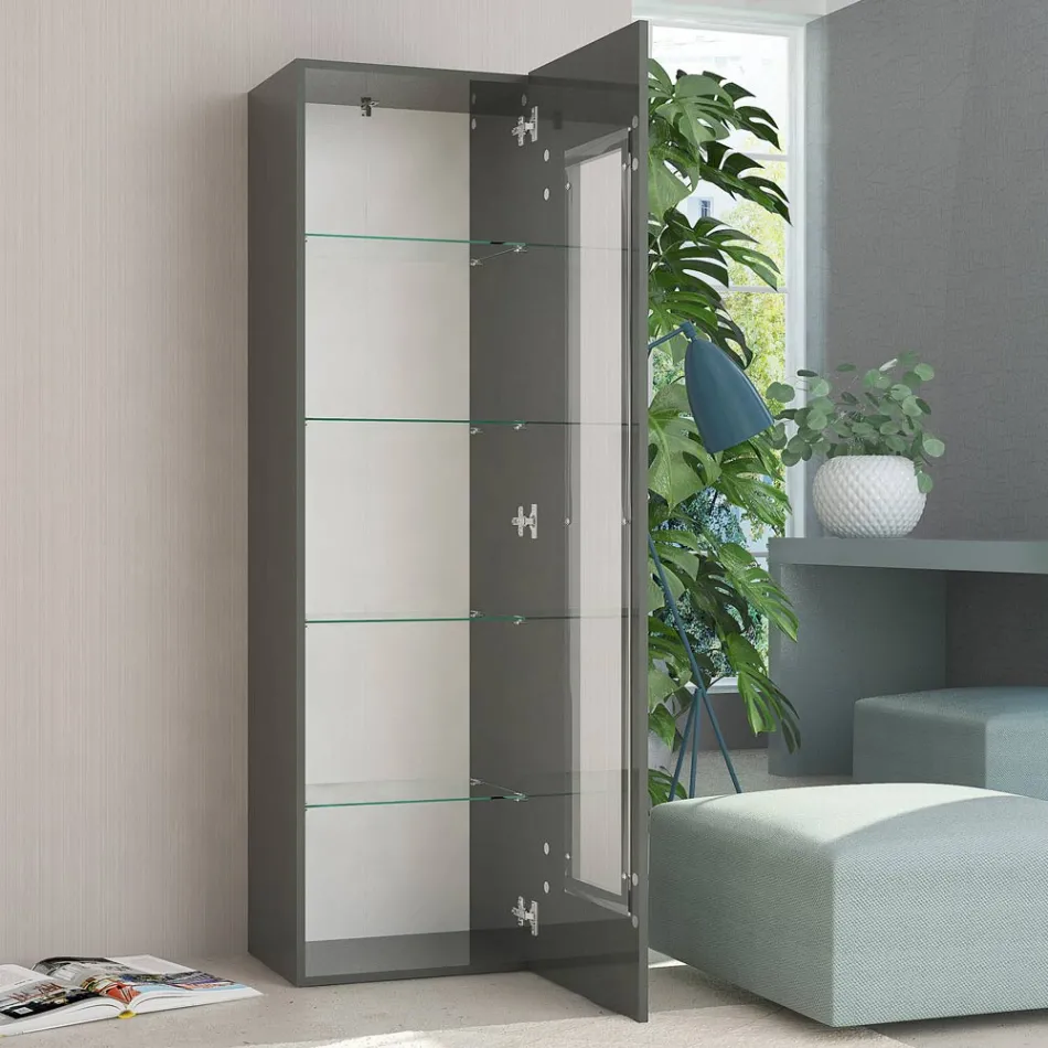 Design Vardagsrum Vitrinskåp i vitt, antracit eller betong - Suzana Viadurini