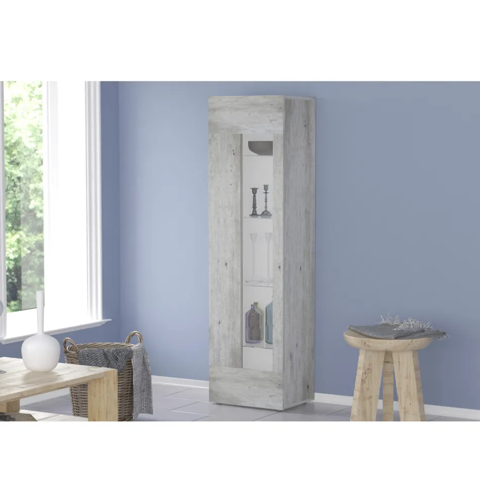 Design Vardagsrum Vitrinskåp i vitt, antracit eller betong - Suzana Viadurini