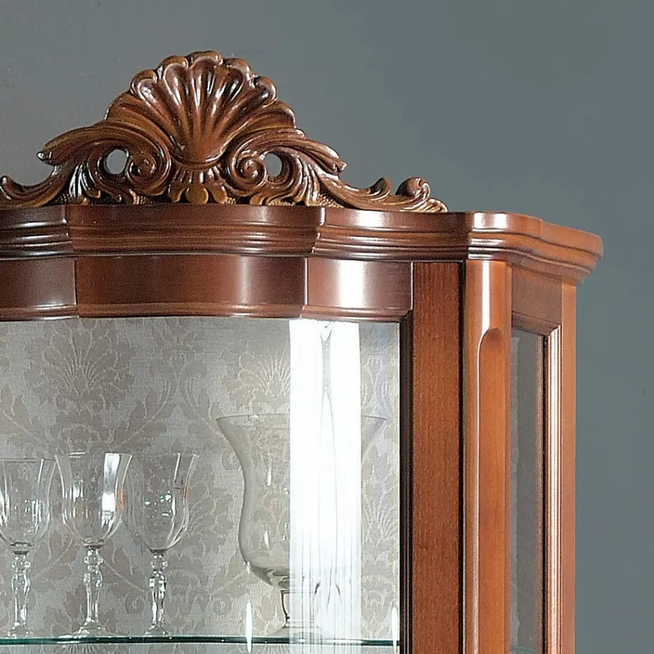 Vitrinskåp i vardagsrummet 1 dörr och 2 trälådor Tillverkad i Italien - Leonor Viadurini