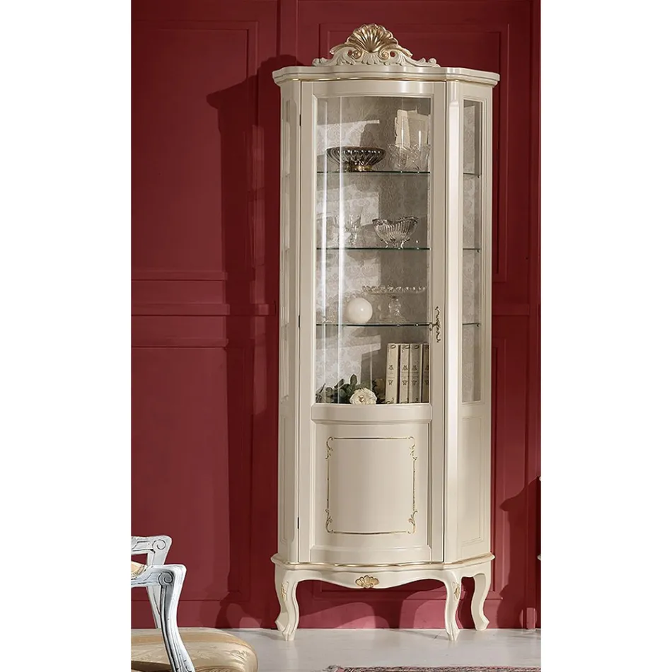 Vardagsrum trävitrin med 1 lyxdörr tillverkad i Italien - Leonor Viadurini