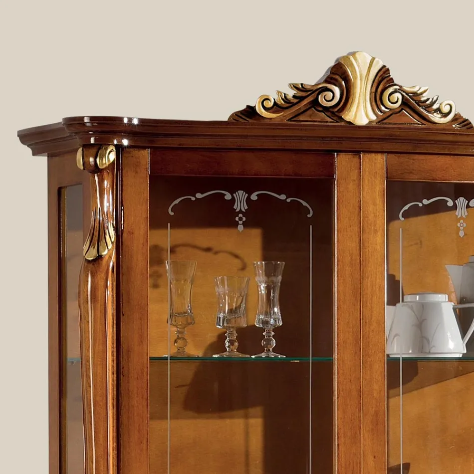 Vitrin för vardagsrum i trä med 2 dörrar Klassisk tillverkad i Italien - Cambrige Viadurini