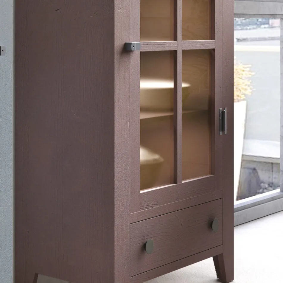 Living Room Showcase i massiv gran helt tillverkad i Italien - Pascual Viadurini