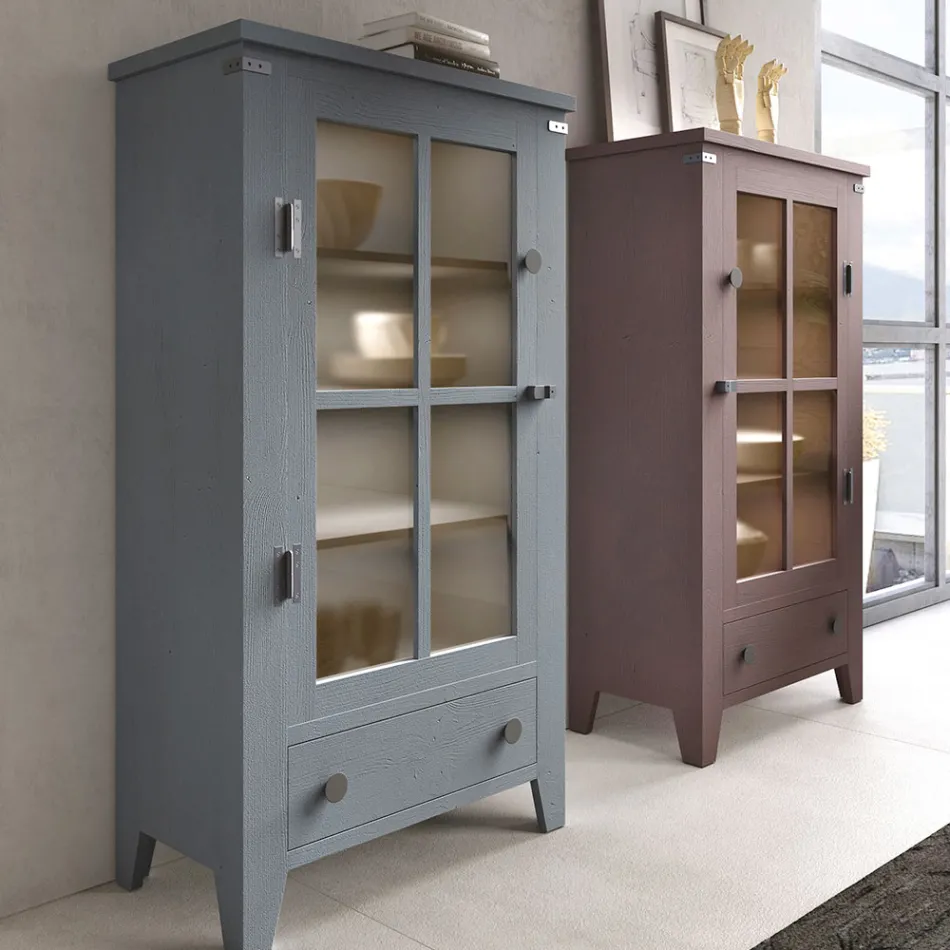 Living Room Showcase i massiv gran helt tillverkad i Italien - Pascual Viadurini