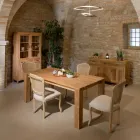 Sanda vitrinskåp i massiv teak med 4 dörrar och 3 lådor för vardagsrummet Viadurini