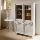 Massiv teakvitrin med 4 dörrar och 3 lådor - Aikido Viadurini