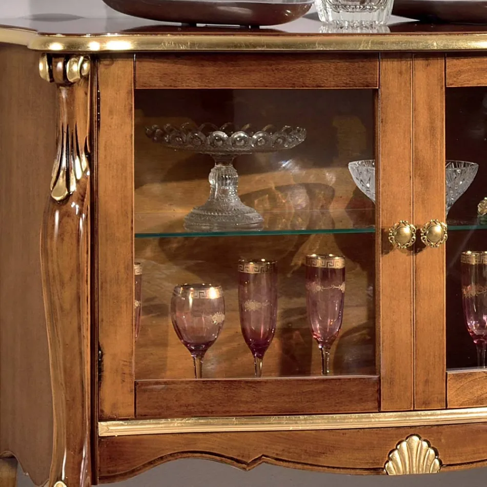 Living Room Showcase 2 dörrar i valnöt eller vitt trä Tillverkad i Italien - London Viadurini