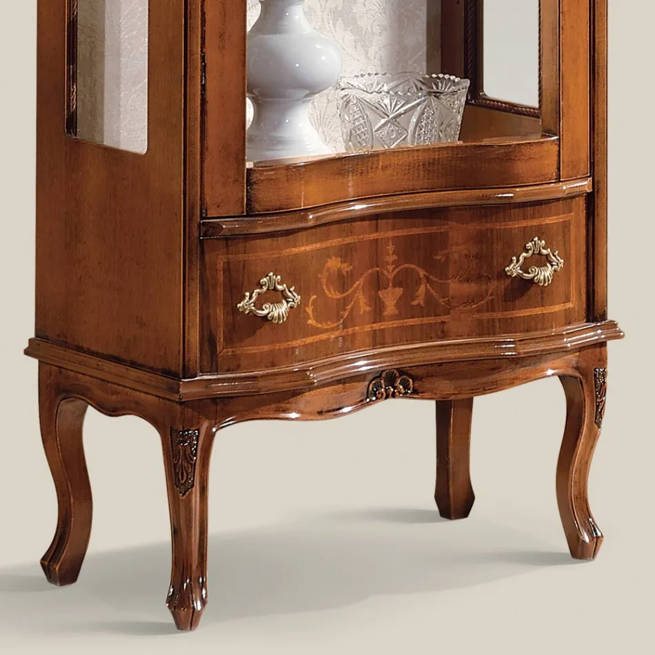 Vardagsrum Valnöt eller Vitt trä Vitrine med 1 dörr Tillverkad i Italien - Versaille Viadurini