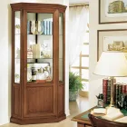 Hörn Vitrinskåp med 1 dörr och 2 glashyllor Tillverkat i Italien - Denka Viadurini