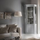Hörn Vitrinskåp med 1 dörr och 2 glashyllor Tillverkat i Italien - Denka Viadurini