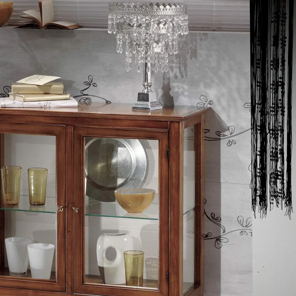 Vitrin med glashyllor och stoppad rygg Tillverkad i Italien - Assur Viadurini