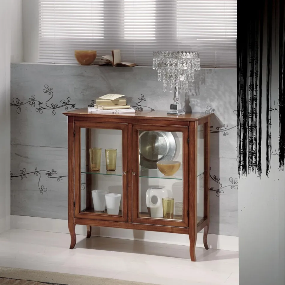 Vitrin med glashyllor och stoppad rygg Tillverkad i Italien - Assur Viadurini