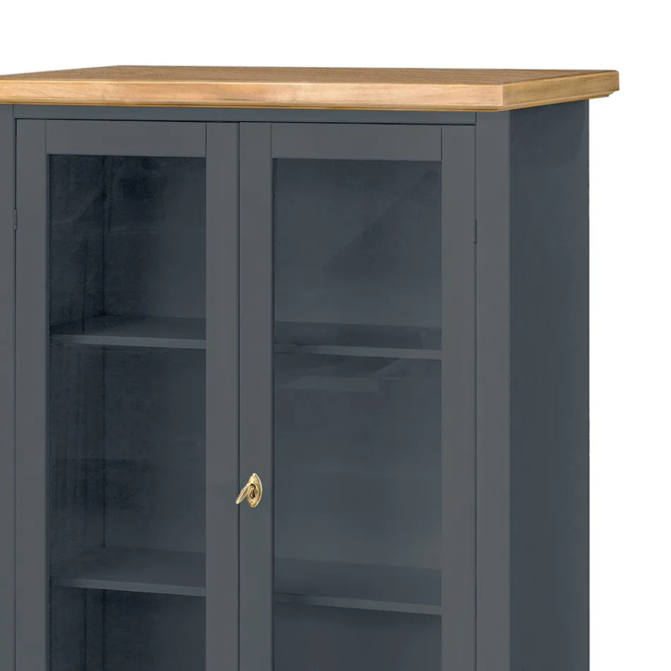 Vitrinskåp i trä med 1 låda, 2 dörrar och 2 hyllor Tillverkat i Italien - Nanna Viadurini