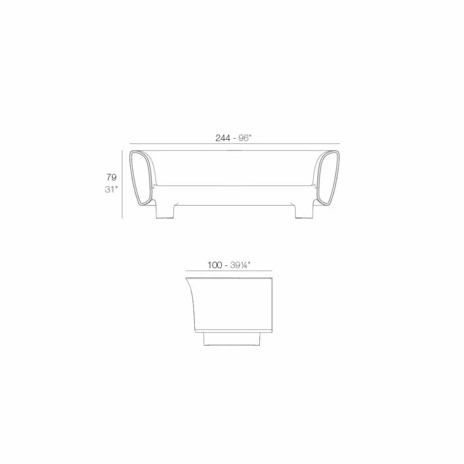 Vondom Bum Bum modern design svart lackad trädgårdssoffa Viadurini