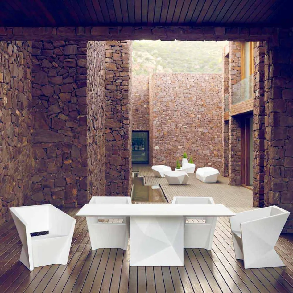 Vondom Faz vitlackad trädgårdstol med modern design Viadurini