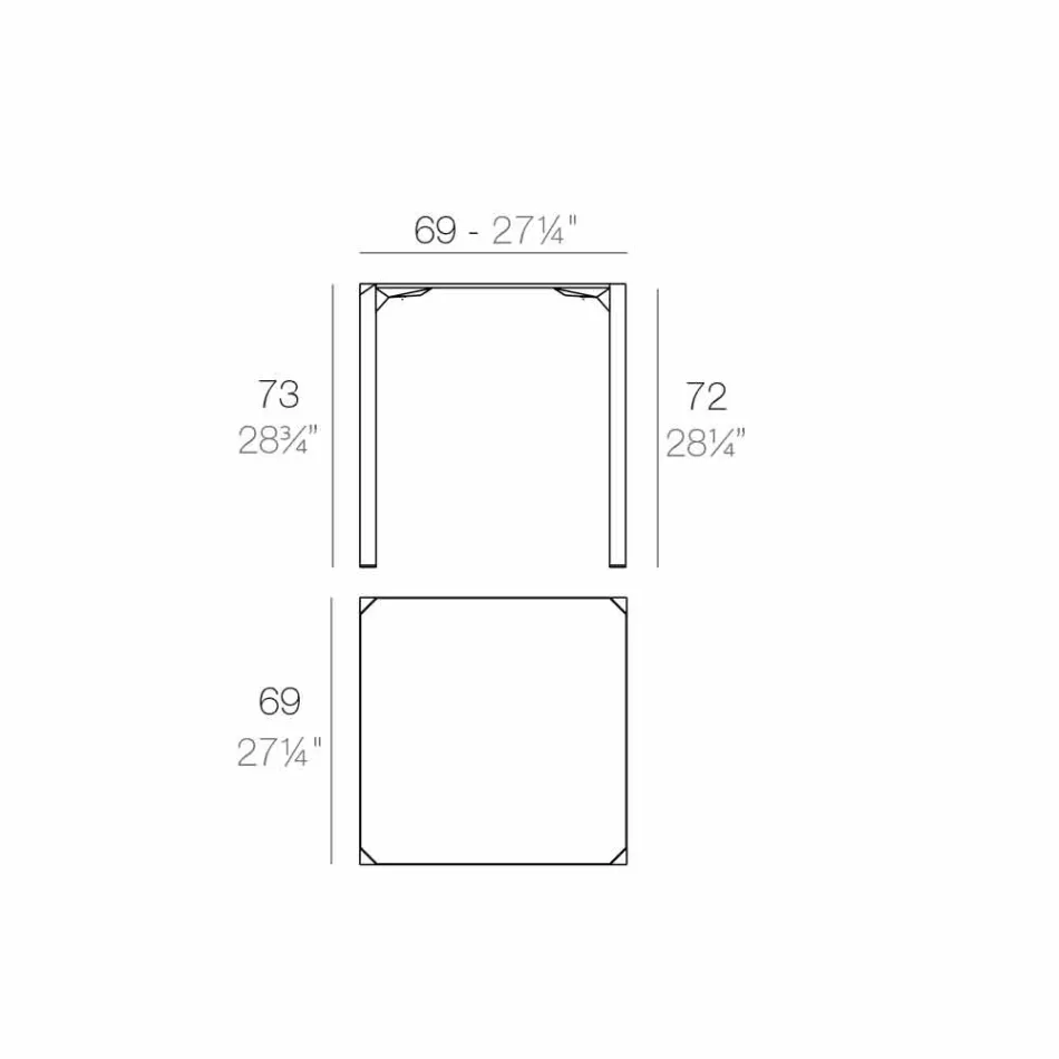 Vondom Quartz utomhus firkantbord med modern design Viadurini
