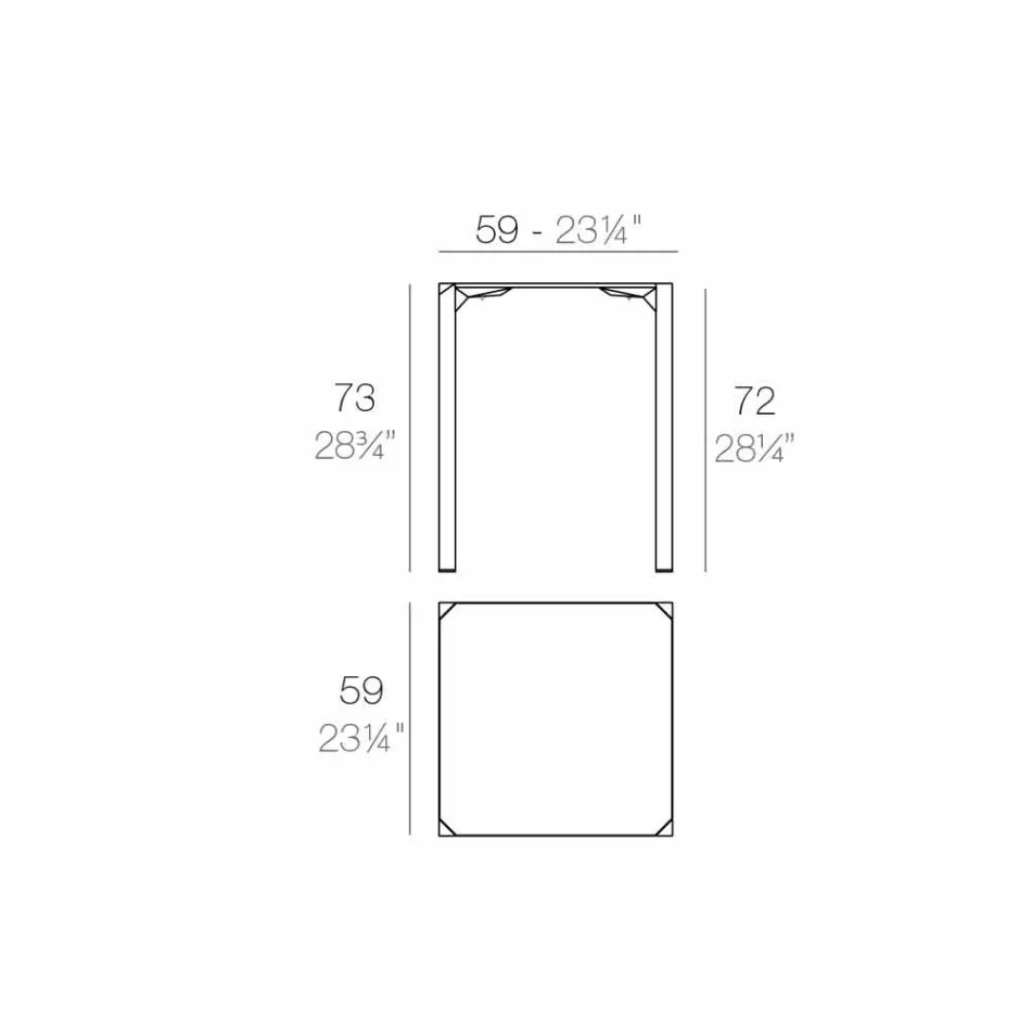 Vondom Quartz utomhus firkantbord med modern design Viadurini